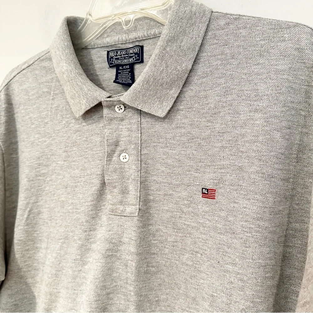 Ralph Lauren Polo Jeans Company 100% Cotton Polo Shirt‎ Men's XL Gray Casual